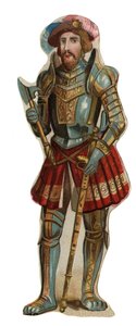 Portret van Francois I (1494 - 1547), koning van Frankrijk. Chromolithografie, eind 19e eeuw. door Unknown artist