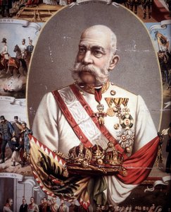 Portret van François Joseph I (1830 -1916). Keizer van Oostenrijk en koning van Hongarije. Chromolithografie uit het einde van de 19e eeuw door Unknown artist