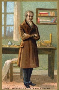 Portret van George Stephenson (1781-1848), Britse ingenieur. door Unknown artist