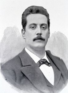 Portret van Giacomo Puccini, Italiaanse componist (1858-1924), gravure 19e eeuw door Unknown artist