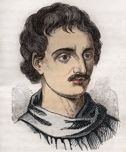 Portret van Giordano Bruno (1548-1600) Italiaanse Dominicaanse monnik, filosoof, wiskundige, dichter en astroloog door Unknown artist