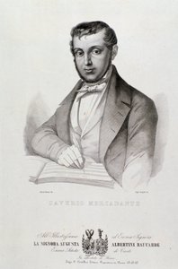 Portret van Giuseppe Saverio Mercadante (1795-1870), Italiaanse componist Lithografie. 19e eeuw. Bologna, civico museo musico door Unknown artist