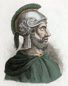 Portret van Hamilcar Barca, staatsman en Carthaagse generaal, stichter van de Barcides-dynastie en vader van Hannibal. Gravure uit de 19e eeuw. door Unknown artist