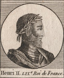 Portret van Hendrik II (1519-1559) Koning van Frankrijk (gravure uit 