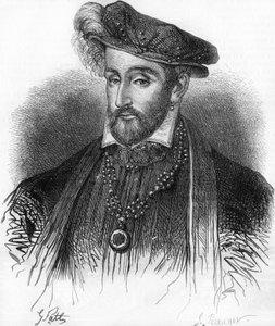 Portret van Hendrik II koning van Frankrijk (1519-1559), gravure uit de 19e eeuw.