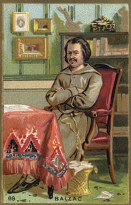 Portret van Honoré de Balzac (1799-1850), Franse schrijver. 19e eeuw chromolithografie