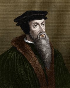 Portret van Jean Calvin (1509-1564), Franse religieuze hervormer en schrijver.