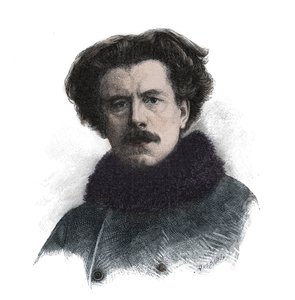 Portret van Joseph Auguste Maurice Rollinat (1846-1903), Engelse dichter - gravure door Unknown artist