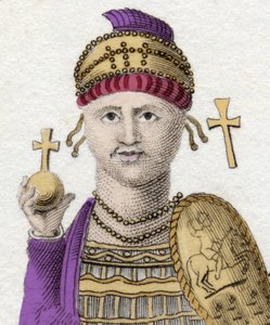 Portret van Justinianus I (De Grote) (Flavius Petrus Sabbatius Justinianus). 482 - 565. Romeins keizer van het Oosten door Unknown artist