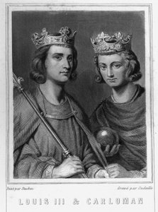 Portret van Lodewijk III (c. 863 - 882), Koning van Frankrijk en Carloman (? - 884), Koning van Frankrijk