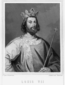 Portret van Lodewijk VII de Jonge, koning van Frankrijk - in "Histoire des Français" door Lavallée, gravure, sd