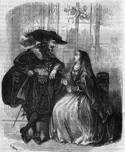 Portret van Lodewijk XIII (1601-1643) koning van Frankrijk en Mademoiselle de Lafayette - Gravure uit de 19e eeuw