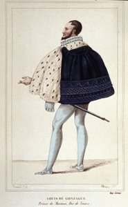 Portret van Louis de Gonzague, Hertog van Mantua, nu door zijn huwelijk in 1565 met Henriette de Cleves, de nieuwe Hertog van Nevers (gravure 1830) door Unknown artist