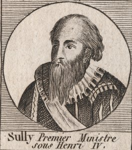 Portret van Maximiliaan van Béthune (1559-1641), hertog van Sully, minister van Hendrik IV - Maximiliaan van Béthune, eerste hertog van Sully, trouwe rechterhand die koning Hendrik IV van Frankrijk bijstond - gravure uit 