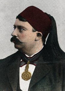Portret van Naceur Bey (Mohamed el-Naceur Bey) (1855-1922) bey van Tunis (Muhammad V an-Nasir Husainid Bey van Tunis) Begin 20e eeuw chromolithografie