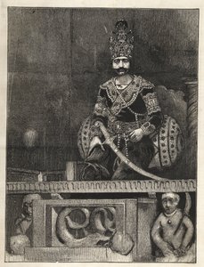 Portret van Nasser Ed Din (1831-1896), sjah van Perzië (Iran). Ook wel Nasseredin Shah, Nasserer-al-Din Shah Qajar, Nasser al-Din Shah Qajar, Nassiruddin Shah genoemd - (1831-1896) - 1873 door Unknown artist