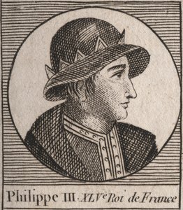 Portret van Filips III van Frankrijk, genaamd Filips de Stoute (1245-1285) (gravure uit 