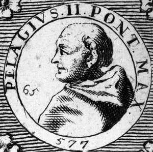 Portret van paus Pelagius II (520-590) door Unknown artist