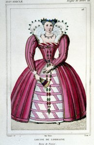 Portret van Koningin Louise van Lotharingen (1553 - 1601), vrouw van Hendrik III. Gravure uit 1830 door Unknown artist