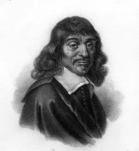Portret van René Descartes, gravure uit de 19e eeuw