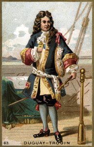 Portret van René Duguay Trouin (Duguay-Trouin) (René Trouin du Gué genaamd) (1673-1736), Franse zeeman. Chromolithografie van de 19e eeuw