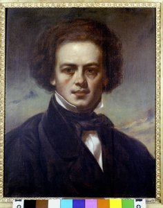 Portret van Robert Schumann, Duitse componist. Anoniem schilderij rond 1840. Museo Teatrale alla Scala