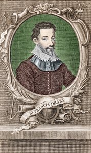 Portret van Sir Francis Drake (1540-1596), Engelse navigator door Unknown artist