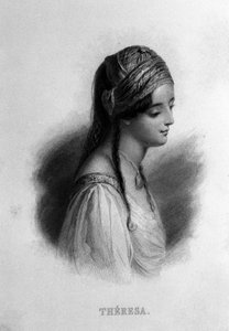 Portret van Teresa Gamba in Guiccioli (19e eeuw) verliefd op de dichter George Gordon Byron. Gravure uit de 19e eeuw