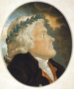 Portret van Thomas Jefferson (1743 - 1826) Amerikaans politiek schrijver en staatsman getekend door zijn vriend Tadée Kosciusko en gegraveerd door de heer Sokolnicki. Gravure 19e eeuw.