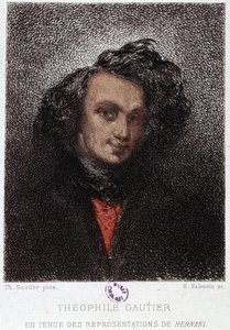 Portret van Théophile Gautier in Hernani door Victor Hugo. 19e eeuw. door Unknown artist