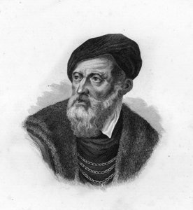 Portret van Titiaan (1490-1576), Tiziano Vecellio, Venetiaanse schilder