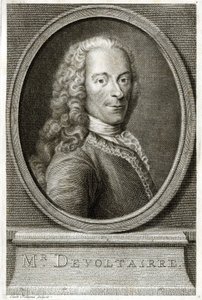Portret van Voltaire. 19e-eeuwse gravure. door Unknown artist