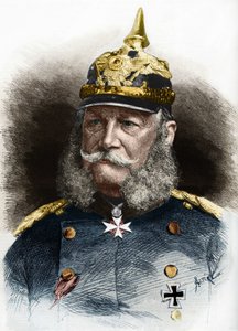 Portret van Willem I (1797-1888), koning van Pruisen en keizer van Duitsland. Gravure uit het einde van de 19e eeuw