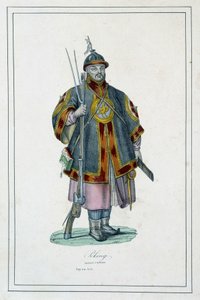 Portret van een Chinese soldaat in harnas - in 
