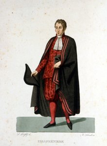 Portret van een pauselijk paleis van de Vaticaanse Staat. Gravure uit de 19e eeuw