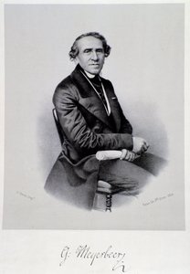 Portret van Duitse operacomponist Giacomo Meyerbeer (1791-1864) Gravure. 19e eeuw. Bologna, civico museo musico door Unknown artist