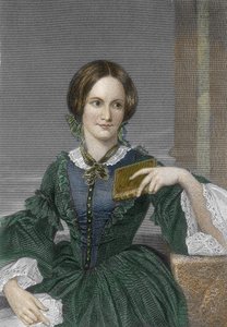 Portret van de Engelse romanschrijfster Charlotte Bronte (1816-1855) (Portret van Engelse schrijfster Charlotte Bronte) Gravure 19e eeuw Privécollectie