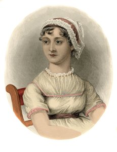 Portret van de Engelse schrijfster Jane Austen (1775-1817). Gravure uit 1870
