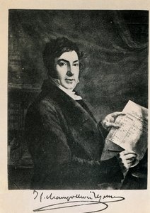 Portret van de Franse egyptoloog Jean Francois (Jean-Francois) Champollion (1790-1832). Gravure uit de 19e eeuw