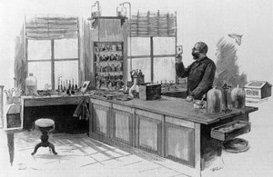 Portret van de Duitse arts Robert Koch in zijn laboratorium door Unknown artist