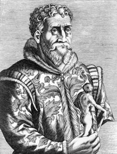 Portret van de Italiaanse schilder Michelangelo Buonarroti bekend als Michelangelo (Michelangelo of Michel Ange) door Unknown artist