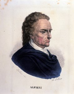 Portret van de Italiaanse dichter en toneelschrijver Vittorio Alfieri. Gravure uit de 19e eeuw