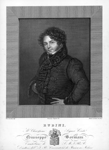 Portret van de Italiaanse tenor Giovanni Battista Rubini (1794-1854). Gravure uit de 19e eeuw door Unknown artist