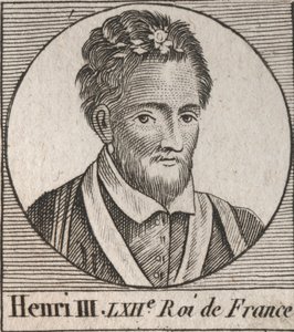 Portret van Hendrik III (1551-1589), koning van Frankrijk - gravure uit 