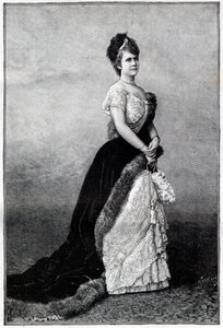 Portret van de koningin van Roemenië Elisabeth Pauline Ottilie Louise de Wied, bekend als Carmen Sylva (1843-1916), echtgenote van koning Karel I (gravure uit 1893) door Unknown artist