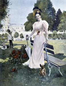 Portret van de Russische prinses Youssopoff in een park in 1844