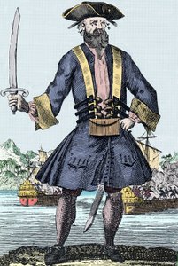 Portret van de piraat Edward Teach alias Zwartbaard (Blackbeard) door Unknown artist