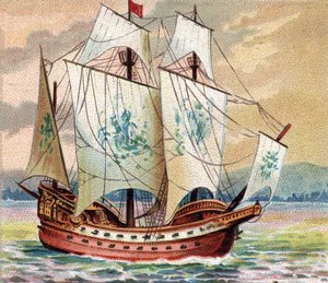 Portugese kraak - Weergave van een kraak (schip) van de Portugese vloot eind 15e eeuw door Unknown artist