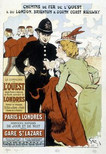 Poster van de Western Railway en Paris-London Railway, door Grun door Unknown artist