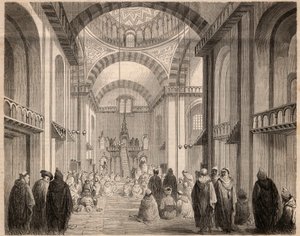 Gebeden van de Ramadan in de Grote Moskee van Algiers in 1862. Gravure in 
